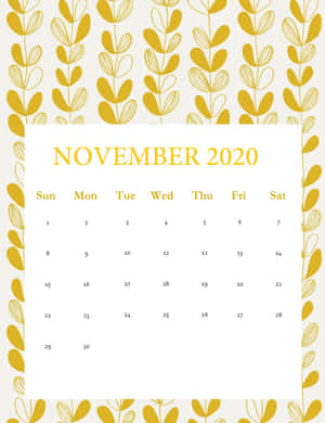 November 2020 Calendar Yellow Template Wallpaper