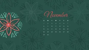 November Calendar Wallpaper With Red Flowers Wallpaper
