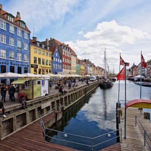 Nyhavn Port Wooden Walkway Wallpaper