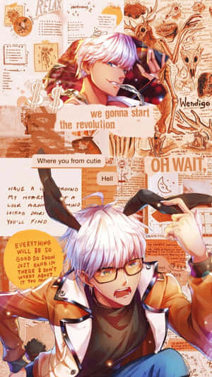 Obey Me Characterwith Hornsand Notes Background Wallpaper