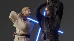 Obi Wan Kenobi Sparring With Anakin Wallpaper