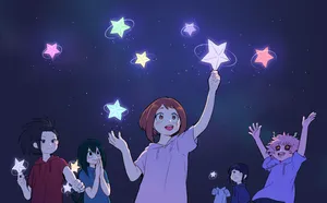 Ochaco Uraraka And Friends Glowing Stars Wallpaper
