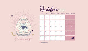 October 2019 Calendar With A Pink And Purple Design Wallpaper