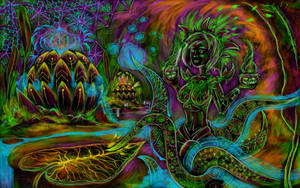 Octopus Woman Psychedelic 4k Wallpaper