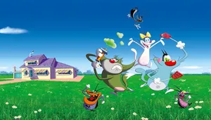 Oggy And The Cockroaches Cast Poster Wallpaper