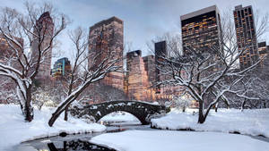 Old Bridge With Winter Aesthetic Wallpaper