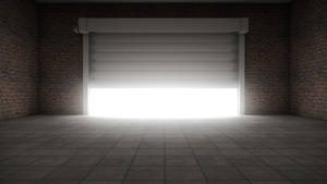 Old Empty Garage Door Parking Wallpaper