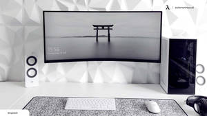 Old-meets-new Style: An All-white Pc With A Sleek Interface Wallpaper