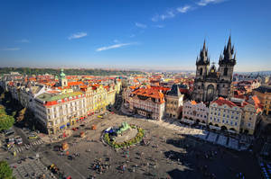 Old Town Square Aerial City View Wallpaper