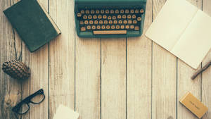 Old Typewriter In Working Table Wallpaper