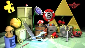 Old Video Game Assorted Items Wallpaper