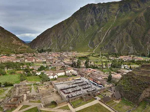 Ollantaytambo Sacred Valley Aerial View Wallpaper