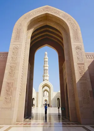 Oman Mosque Under Blue Sky Wallpaper