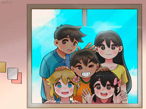 Omori Characters In Window Wallpaper