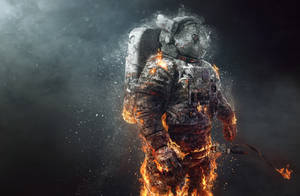 On Fire Astronaut Wallpaper