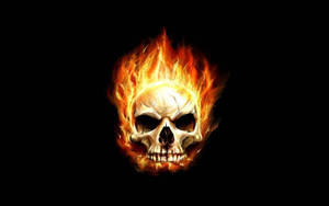 On Fire Human Skull Wallpaper