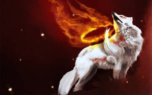 On Fire White Wolf Wallpaper
