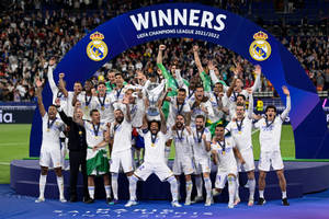 On Podium Real Madrid 4k Wallpaper