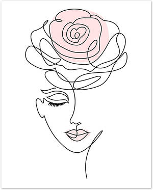 One Line Drawing Rose Woman Wallpaper
