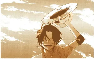 One Piece Ace Sepia Art Wallpaper