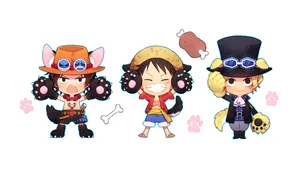 One Piece Chibi Luff Sabo And Ace Wallpaper
