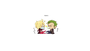 One Piece Chibi Zoro And Sanji Fighting Wallpaper