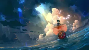 One Piece Live Ship And Birds Wallpaper