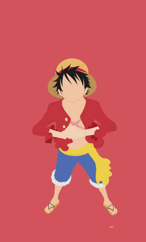 One Piece Phone Minimalist Luffy On Red Wallpaper