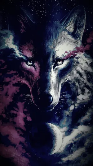 “one Pink Wolf Howling At The Moon.” Wallpaper