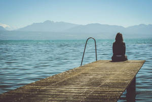 One-sided Love Girl On Pier Wallpaper