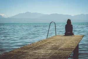 One-sided Love Girl On Pier Wallpaper