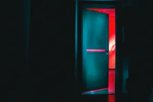 Open Door Glowing Red Light Wallpaper
