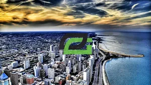 Optic Gaming Logo Over Cityscape Wallpaper