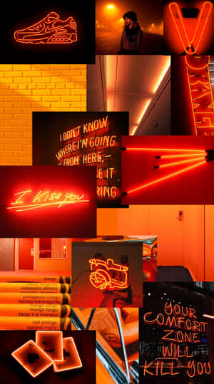 Orange Aesthetic Phone Neon Signages Wallpaper