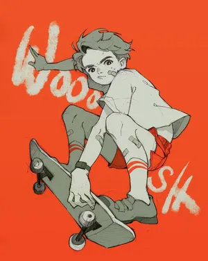 Orange Aesthetic Skater Boy Wallpaper