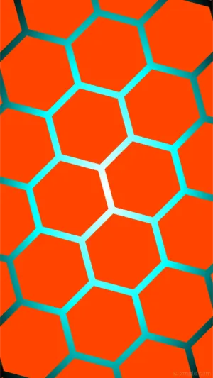 Orange And Blue Hexagonal Pattern Wallpaper