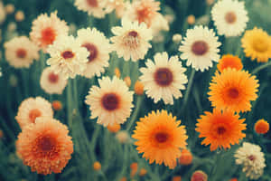 Orange And White Daisy Aesthetic Computer Wallpaper