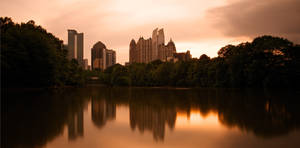 Orange Atlanta Skyline Wallpaper