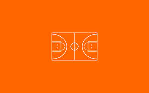 Orange Basketball Court Top View Art Wallpaper