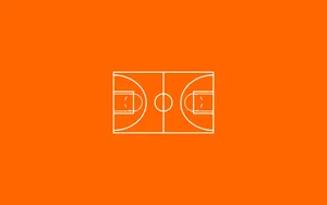 Orange Basketball Court Top View Art Wallpaper
