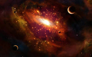 Orange Galaxy In Space Universal Wallpaper