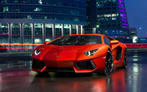 Orange Lamborghini Aventador Lp700 Front Wallpaper