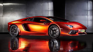 Orange Lamborghini Aventador S Roadster Wallpaper