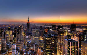 Orange-tinged New York Skyline Wallpaper