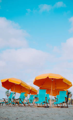 Orange Umbrellas Summer Iphone Wallpaper