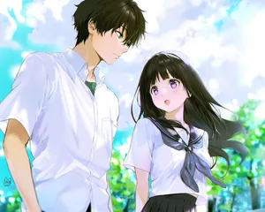 Oreki Houtarou And Eru Chitanda (hyouka) Wallpaper