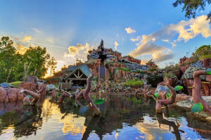 Orlando Theme Park Splash Mountain Sunset Wallpaper