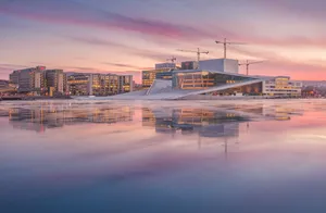 Oslo Opera House With Beautiful Sunset Wallpaper