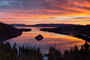 Outdoor Island On Lake Wallpaper