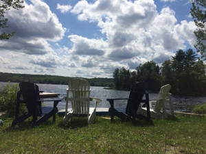 Outdoor Lawn Chairs At Lake Wallpaper